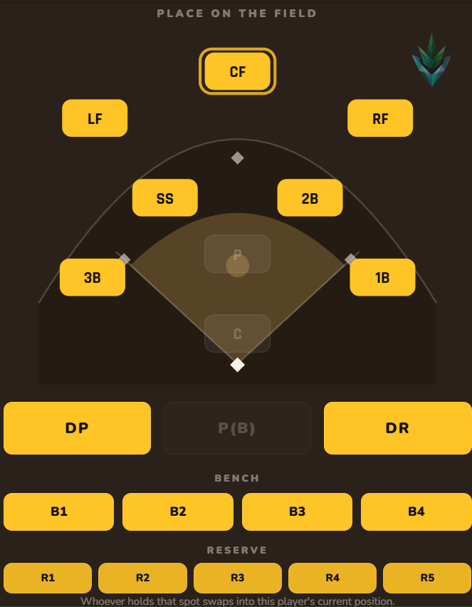 Placing a player on the field